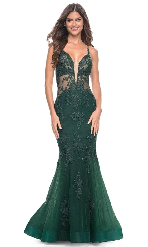 ready-to-wear prom dressesLa Femme 32305 - Plunging V-Neck Mermaid Prom Gown