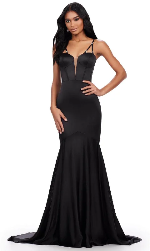 open-back prom dressesAshley Lauren 11644 - Plunging Bustier Prom Dress