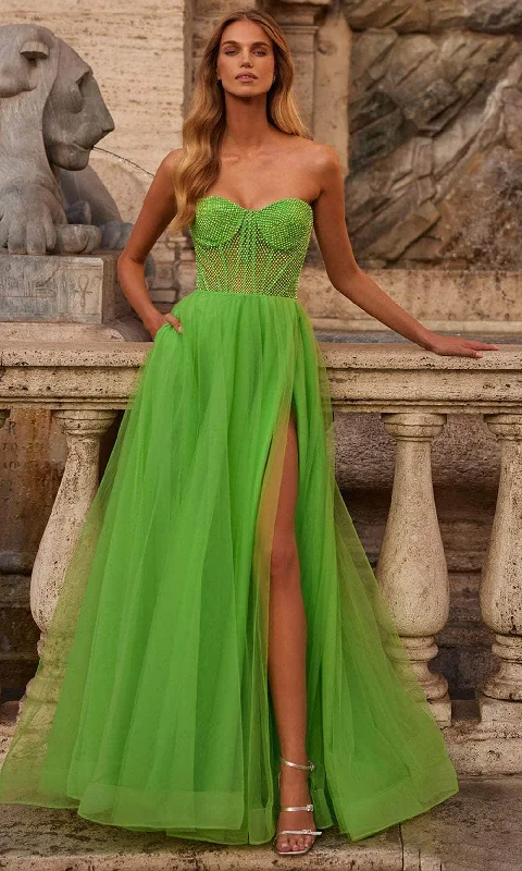 tulle prom dressesLa Femme 32445 - Sweetheart Bustier Prom Dress