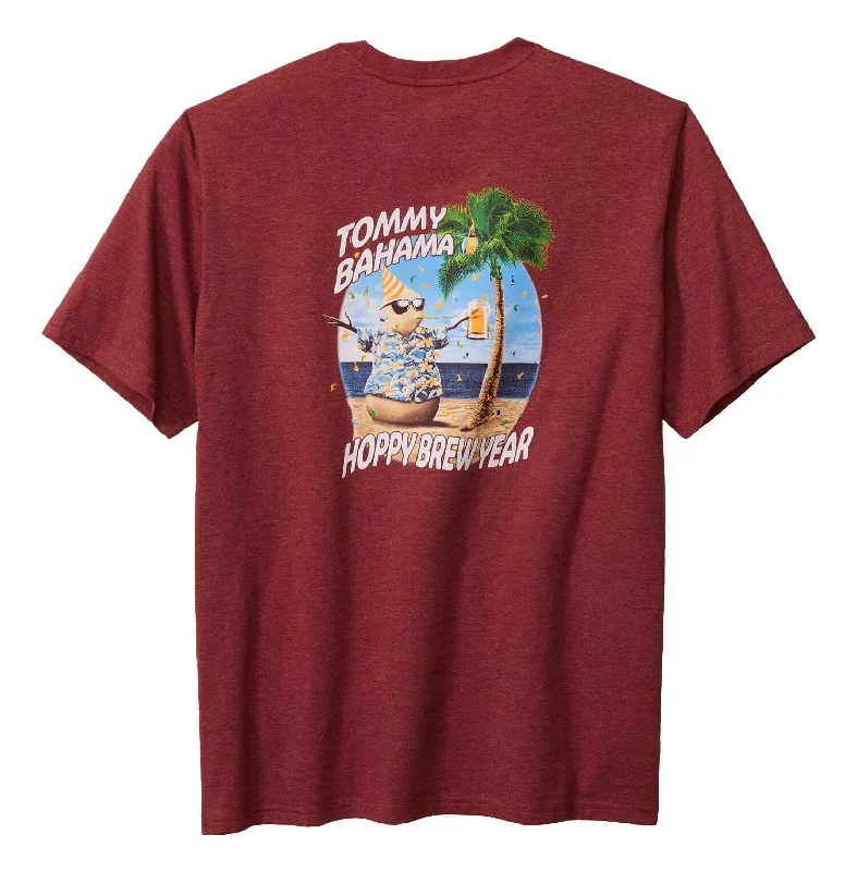 Tommy Bahama Big & Tall Hoppy Brew Year T-Shirt - Ruby Wine Heather