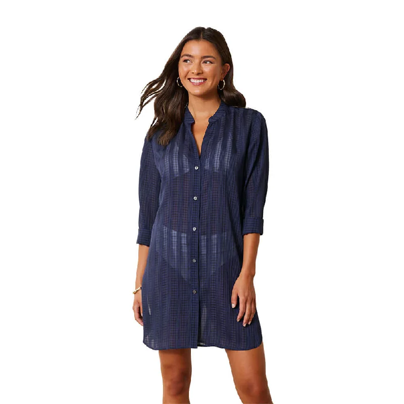 Tommy Bahama Cadiz Chiffon Boyfriend Shirt Coverup - Mare Navy*