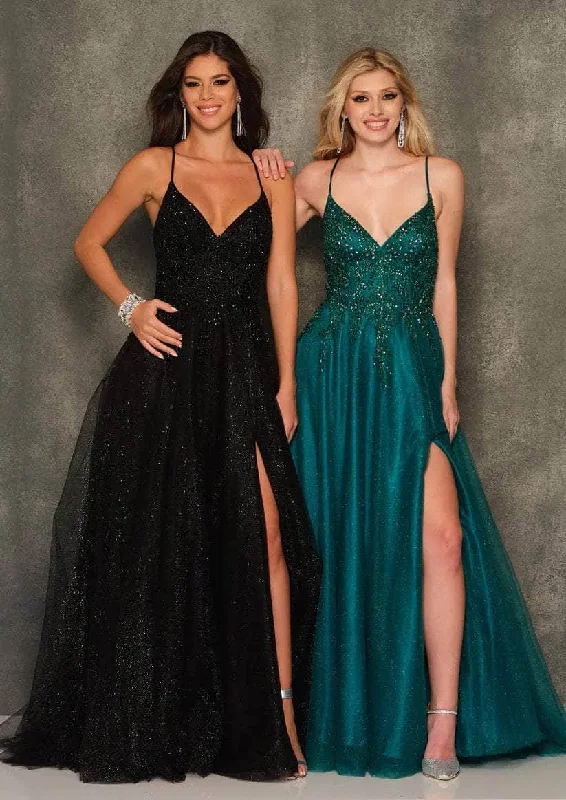 silk prom dressesDave & Johnny A10642 - Beaded Top A-Line Prom Gown