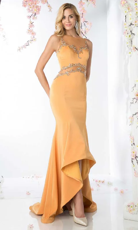 prom dress inspiration galleriesLadivine SL765 - Illusion Embellished Fitted Prom Dress