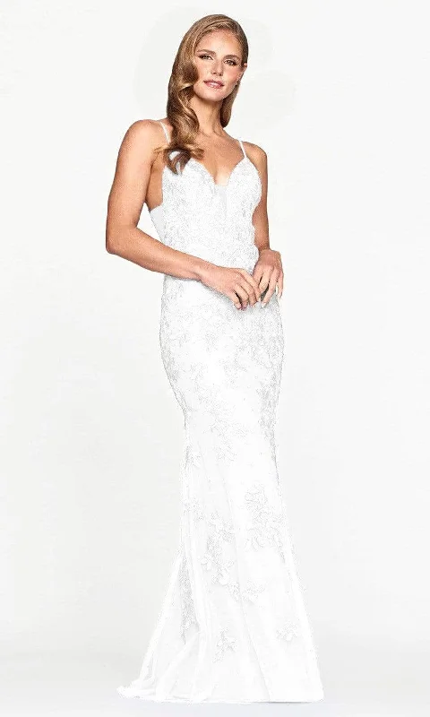 sweetheart neckline prom dressesFaviana - S10509 Embroidered V-Neck Prom Gown