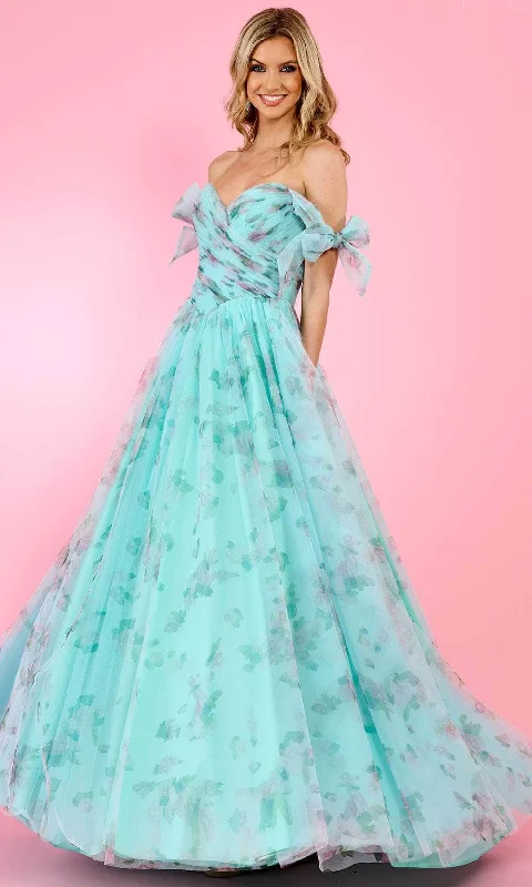 bespoke prom dressesRachel Allan 70495 - Ruched Floral Prom Dress