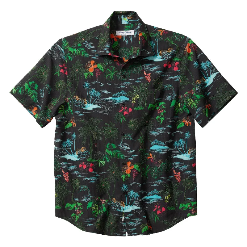 Tommy Bahama IslandZone Bahama IslandZone Coast Neon Shores Camp Shirt - Black