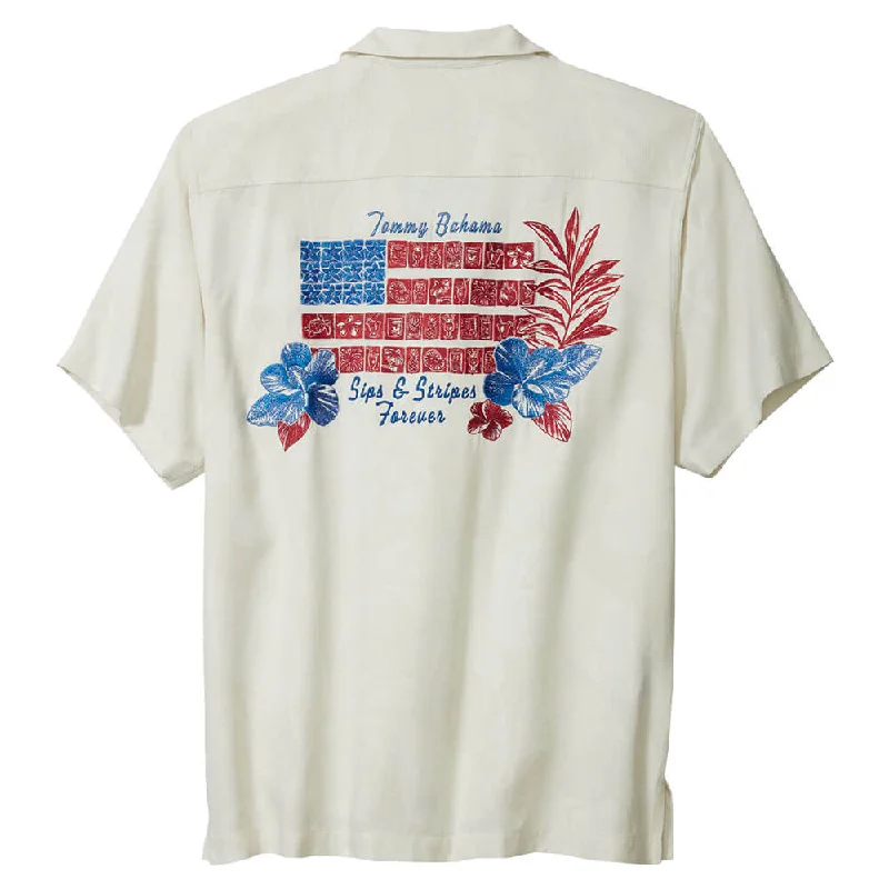 Tommy Bahama Big & Tall Sips And Strips Forever Camp Shirt - Continental