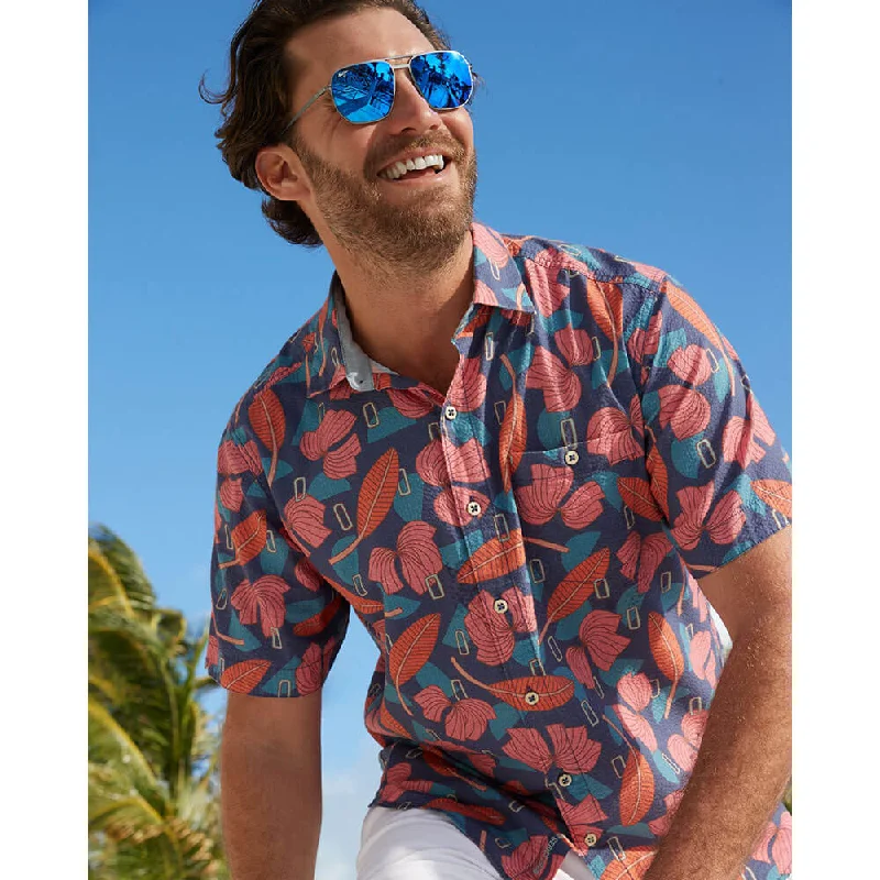 Tommy Bahama Artist Series Nova Wave Aloha Tropics Camp Shirt - Regal Blue