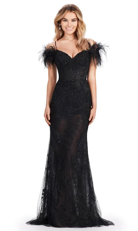 ready-to-wear prom dressesAshley Lauren 11481 - Feather Sleeve Prom Dress