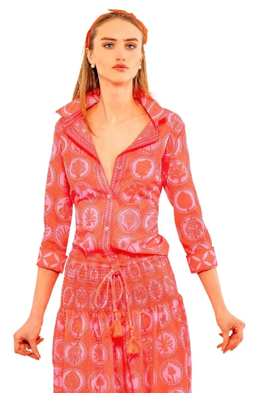 Gretchen Scott Boyfriend Shirt - Circle Of Love - Pink/Red*