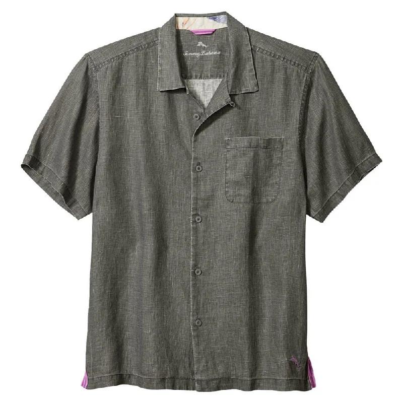 Tommy Bahama Sea Glass Linen Short Sleeve Camp Shirt - Gunmetal