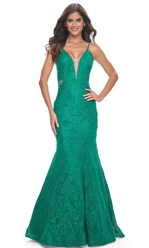 bodycon prom dressesLa Femme 32315 - Sleeveless Low V-Back Prom Gown