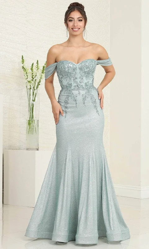 convertible prom dressesMay Queen MQ2104 - Applique  Off Shoulder Prom Dress