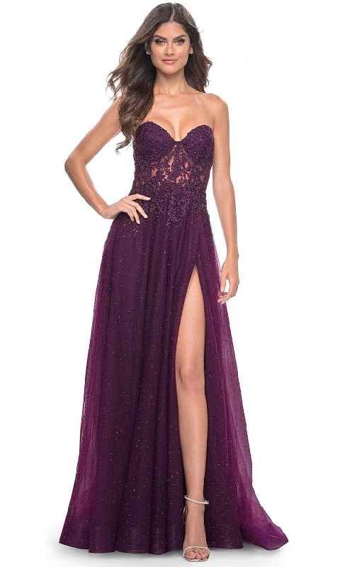 dark prom dressesLa Femme 32253 - Sweetheart Embellished Prom Gown