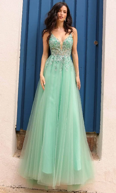 prom dresses for summerNox Anabel Q1391 - Plunging V-Back Prom Dress