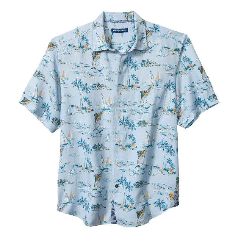 Tommy Bahama Sand Linen Sailfish Scenic Camp Shirt - Dew Drop