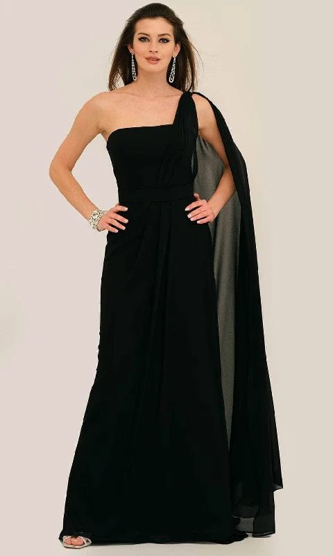 cap sleeve prom dressesDave & Johnny 11288 - One Shoulder Cape Prom Gown