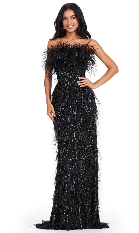 two-piece prom dressesAshley Lauren 11453 - Feather Detailed Prom Dress