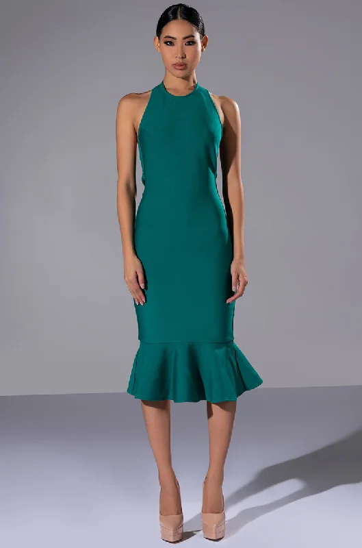 Sleeveless Dress With PatternsHEIRESS SLEEVELESS PEPLUM DRESS IN EMERALD