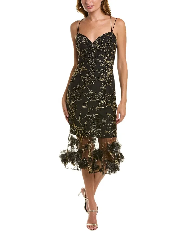 Sleeveless Dress With Adjustable StrapsMarchesa Notte Sleeveless Lace Dress