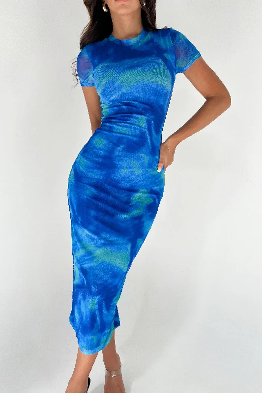 maxi dresses with sweetheart necksOTTILIE (LONG) DRESS - MIX BLUE