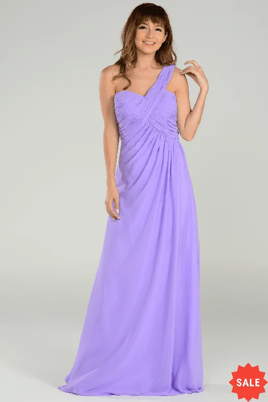 maxi dresses with flutter sleevesLong One Shoulder Chiffon Dress by Poly USA 7140