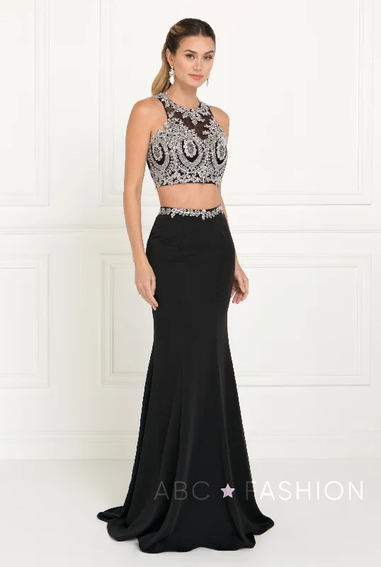 maxi dresses under $50Long Two-Piece Mermaid Dress with Back Cutout by Elizabeth K GL2419