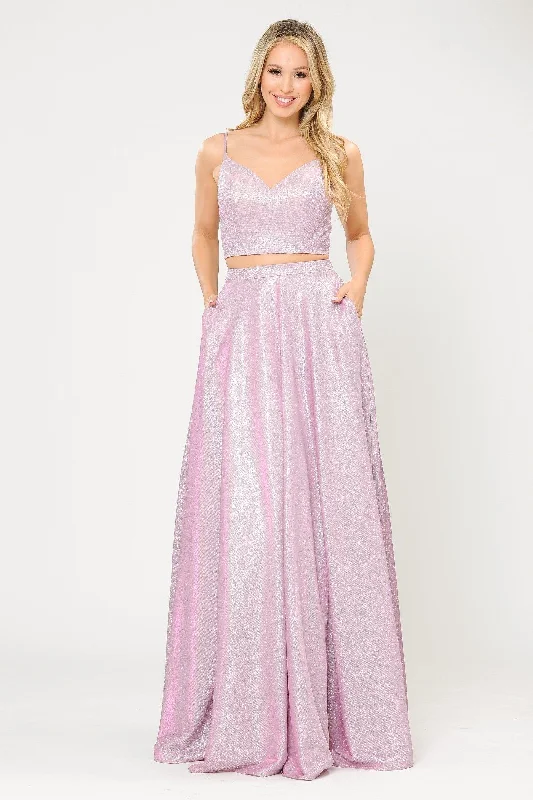 maxi dresses for plus sizeLong Iridescent Glitter Two Piece Dress by Poly USA 8676