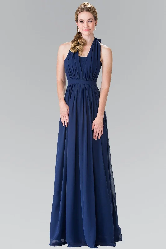 maxi dresses with cold-shoulder cutsLong V-Neck Chiffon Halter Dress by Elizabeth K GL2362