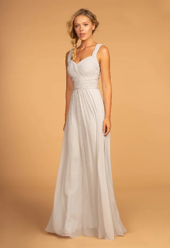 maxi dresses for tall womenLong Chiffon Dress with Ruched Sweetheart Bodice by Elizabeth K GL2608