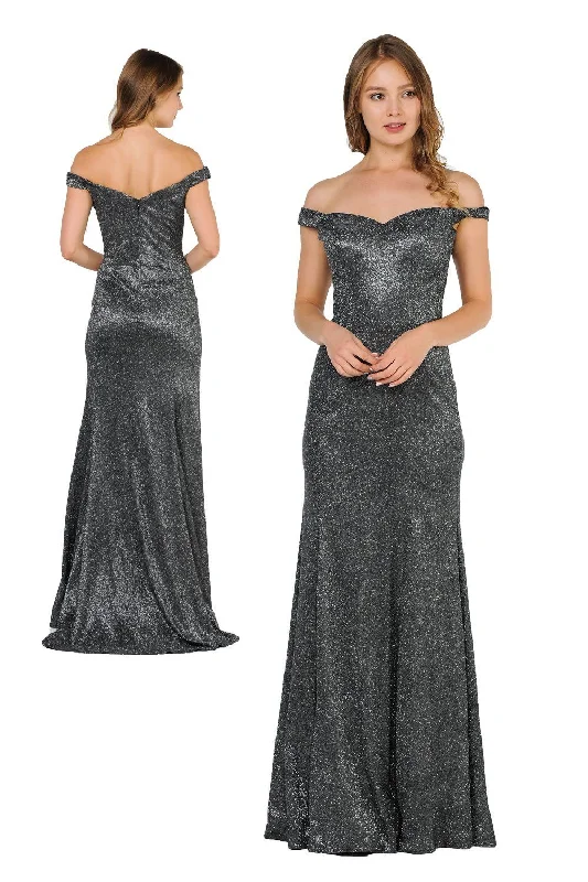 maxi dresses for boat ridesMetallic Glitter Long Off the Shoulder Dress by Poly USA 8482