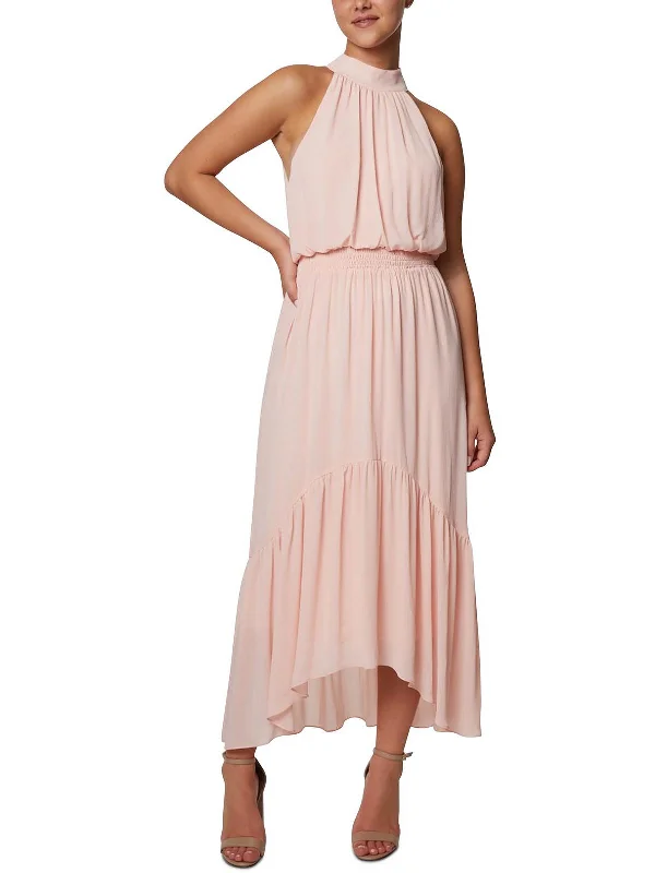 Sleeveless Dress With PrintsWomens Chiffon Sleeveless Halter Dress