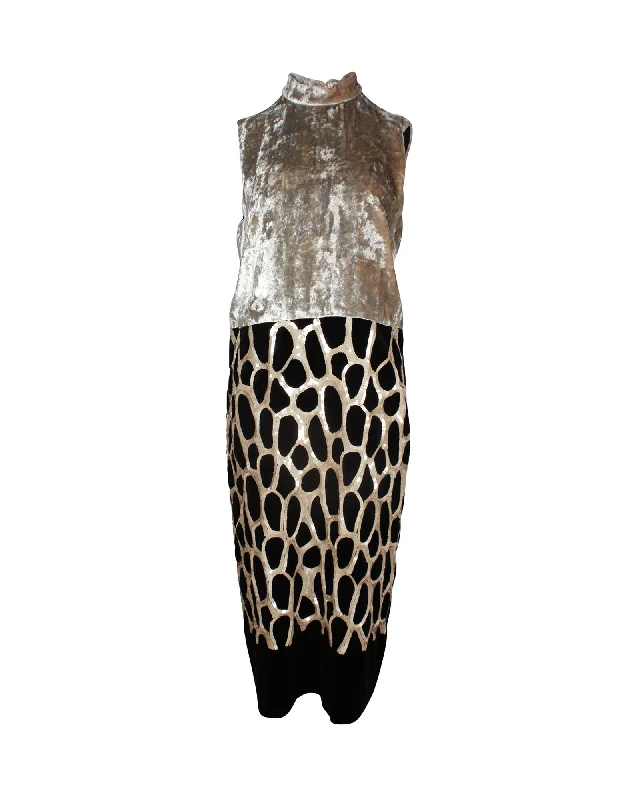 Sleeveless Dress With Empire WaistDries Van Noten Sequined Sleeveless Dress in Gold Velvet