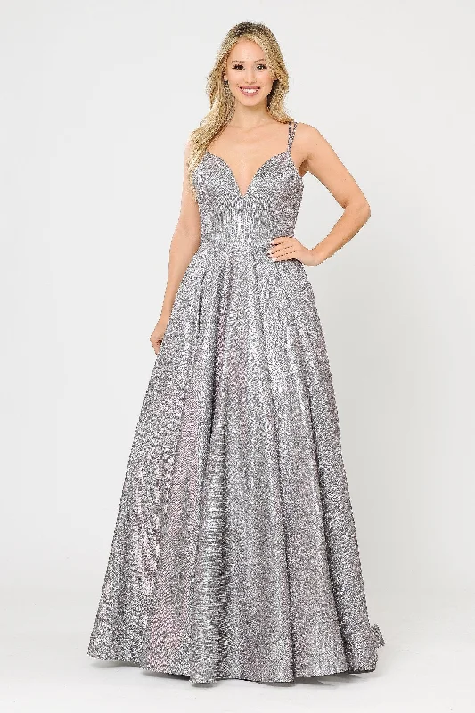 floral maxi dressesLong Foiled Glitter Sweetheart Dress by Poly USA 8714