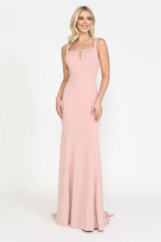 maxi dresses with short sleevesFitted Long Jersey V-Neck Dress by Poly USA 8392