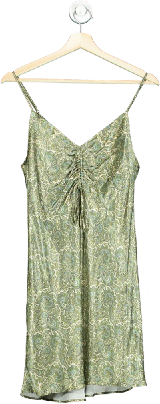 Sleeveless Dress LooseZara Green Paisley V-Neck Sleeveless Dress UK S