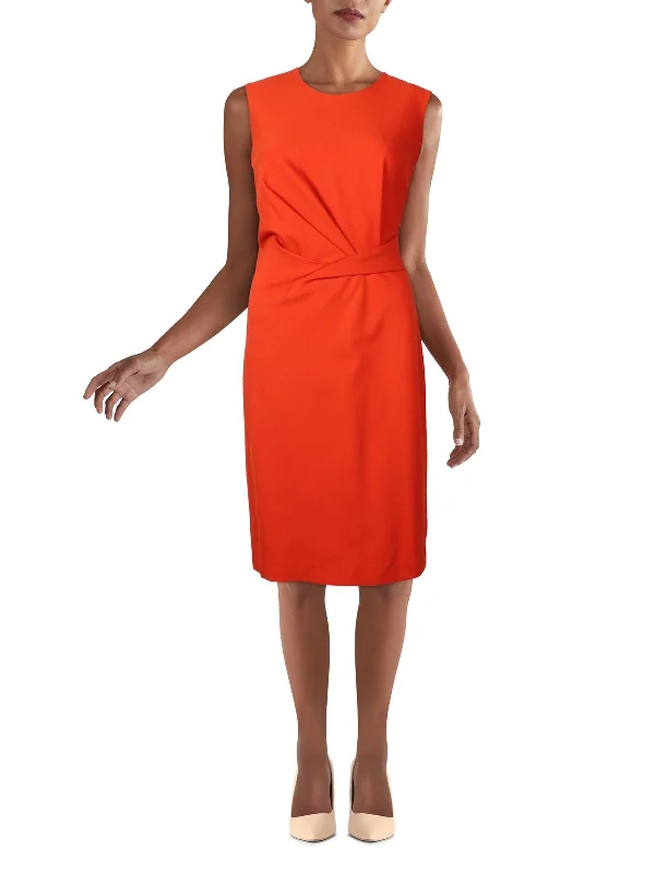 Sleeveless Dress In CottonCecilia Womens Sleeveless Knee-Length Sheath Dress