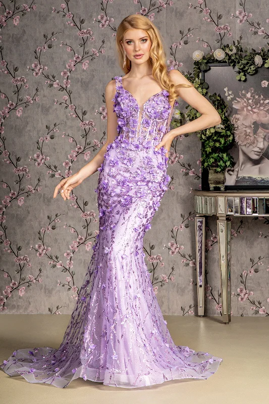 Sleeveless Dress For Wedding3D Floral Sleeveless Mermaid Dress by GLS Gloria GL3410