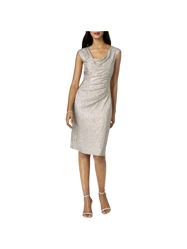 Sleeveless Dress In LinenWomens Metallic Sleeveless Cocktail Dress