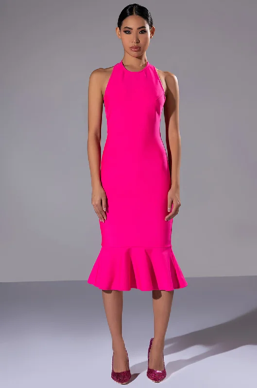 Sleeveless Dress With BeltHEIRESS SLEEVELESS PEPLUM DRESS IN PINK