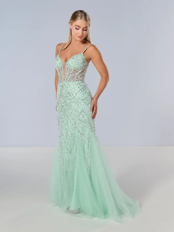 Sleeveless Dress With PocketsBeaded Sleeveless Mermaid Dress by Tiffany Designs 16218