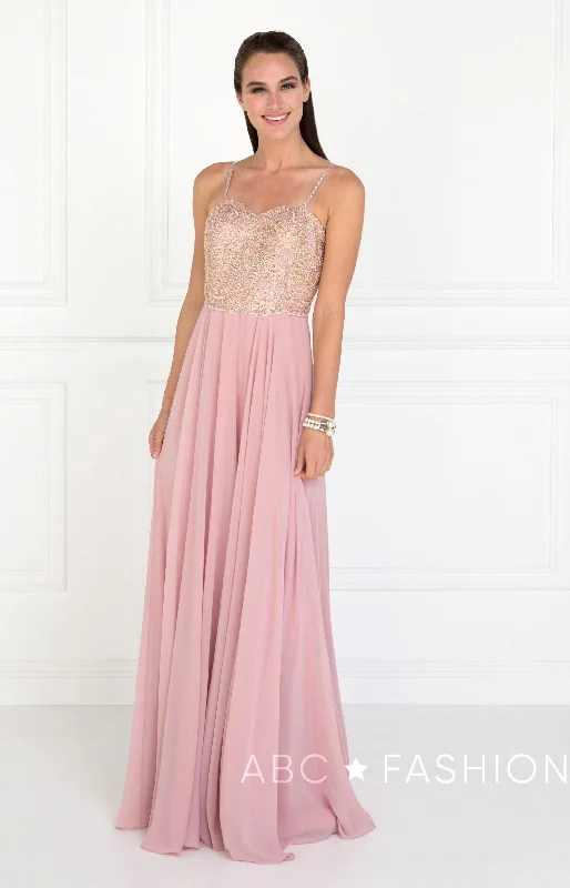 maxi dresses for officeLong Embellished Sweetheart Chiffon Dress by Elizabeth K GL1571