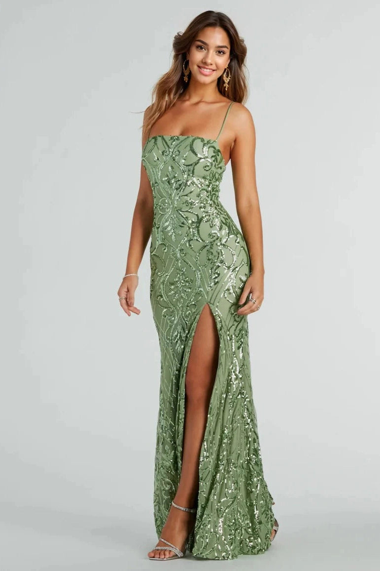 maxi dresses for day-to-night wearFormal Sequin Slit Mermaid Long Dress