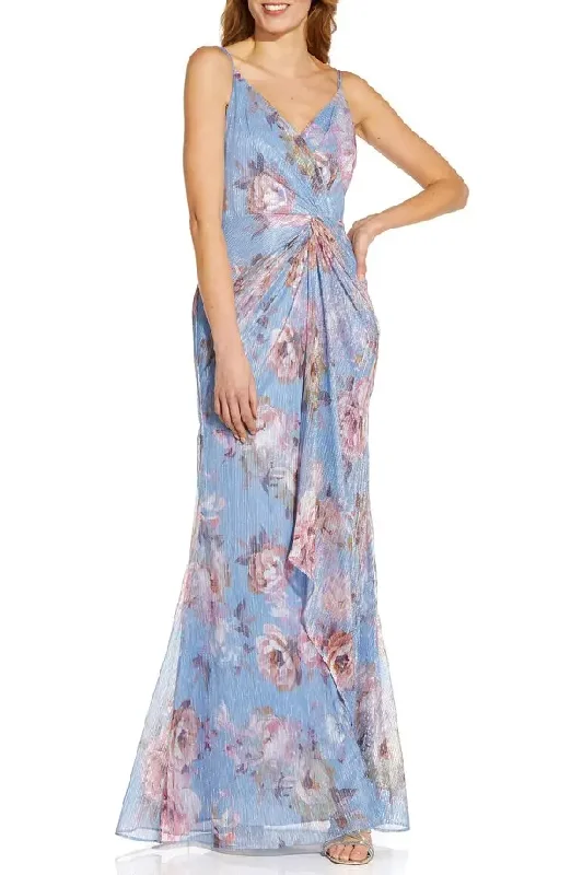 Sleeveless Dress In Crepe12 - adrianna papell sleeveless metallic crinkle floral dress