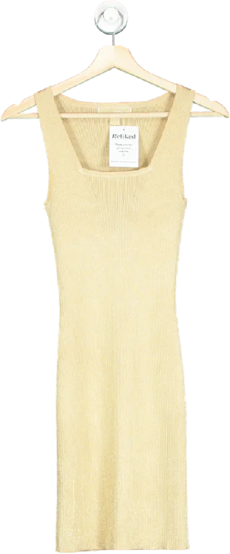 Sleeveless Dress For SummerMichael Kors Gold Sleeveless Ribbed Dress UK XS