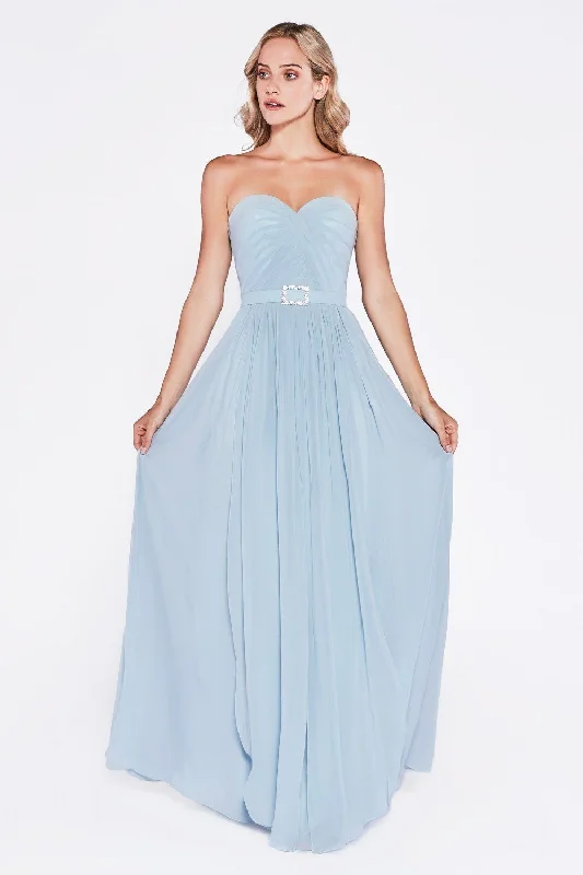 maxi dresses for semi-formal eventsLong Strapless Chiffon Dress by Cinderella Divine C7460