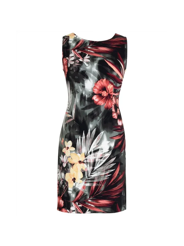 Sleeveless Dress With Keyhole BackWomens Floral Sleeveless Sheath Dress