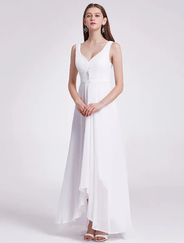 Sleeveless Dress With Off-The-ShoulderA-Line Cocktail Dresses Dress Holiday Asymmetrical Sleeveless V Neck Polyester V Back with Crystals Draping