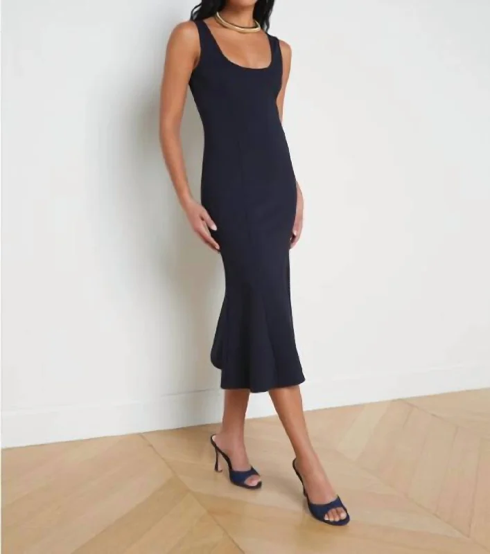 Sleeveless Dress With Empire WaistFlared Bisous Sleeveless Flared Dress In Navy