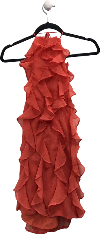 Sleeveless Dress MaxiPretty Lavish Red Ruffled Sleeveless Dress UK 6